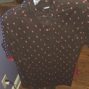 Black Flamingo Button Up Shirt